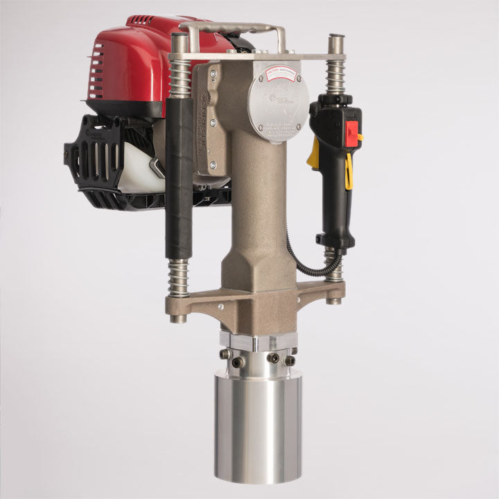 Studio photograph of Easy Petrol Post Driver, shown with 107ROUND adapter