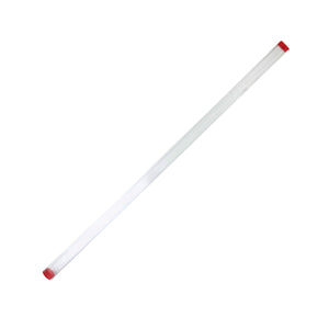 Clear acrylic tube with red end caps