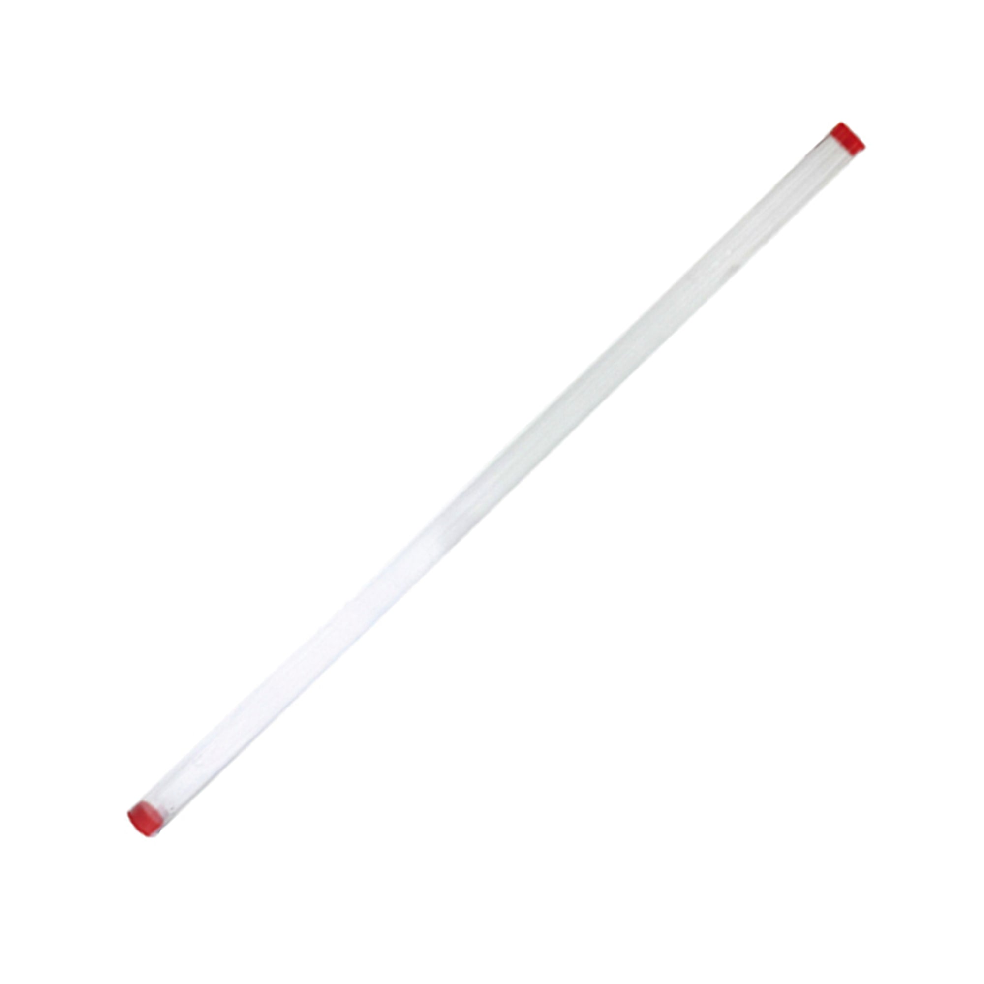 Clear acrylic specimen tube with red end caps