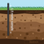 pictogram showing how the soil sampler extracts a core of earth up to 1.5 metres long