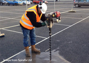 Spirafix anchor being installed into a car park using the Easy Post Driver