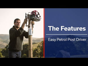 The top features of the Easy Post Driver, including weight (15kg), origin(Australia), engine (Honda GX35T)